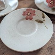 Saint-Amand Camelia – 6 hand-painted cups and saucers – 1950s/1960s