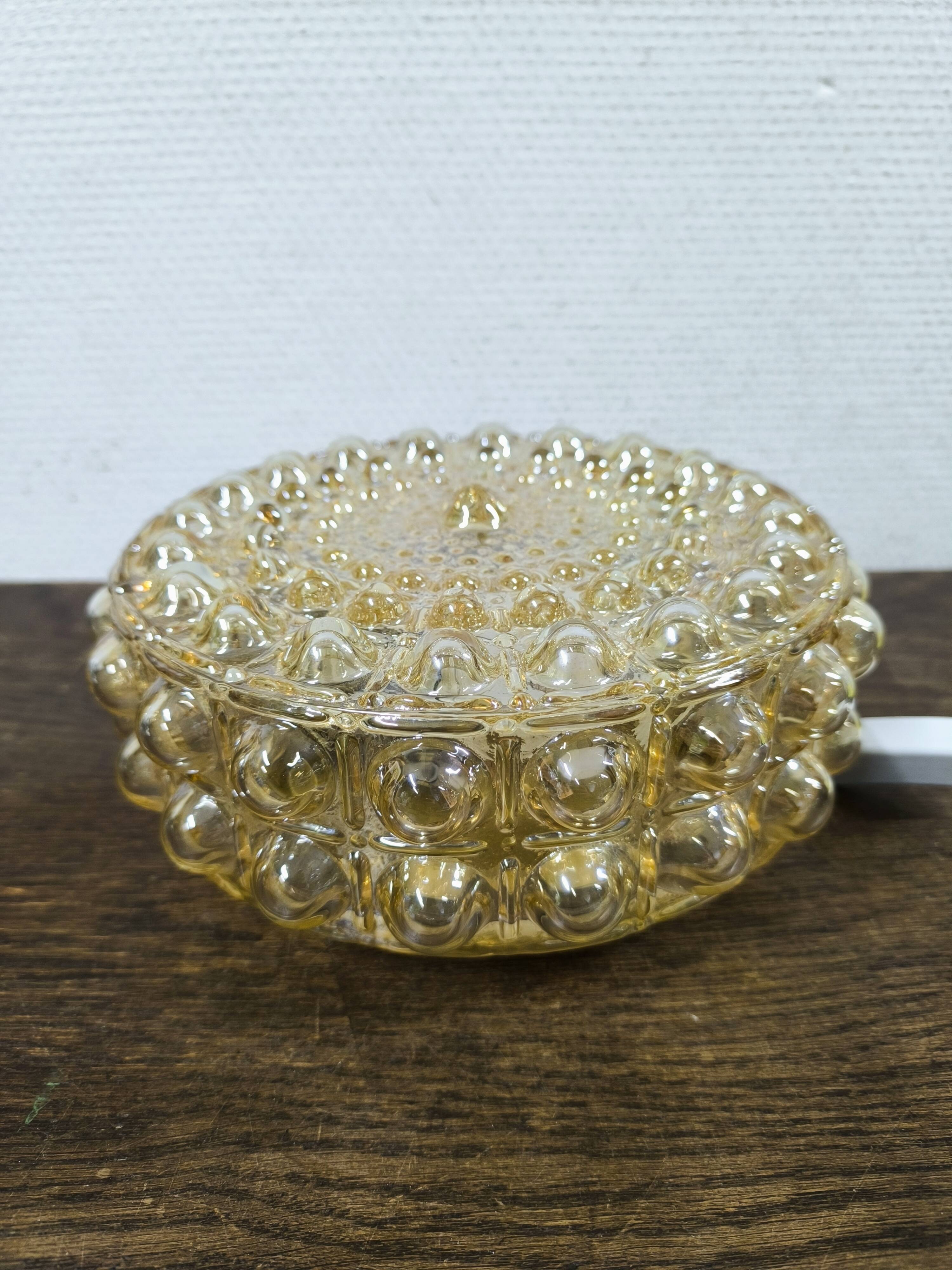 Amber bubble glass round ceiling light Philips 1960