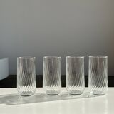 Set of 4 transparent twisted water glasses H:12cm
