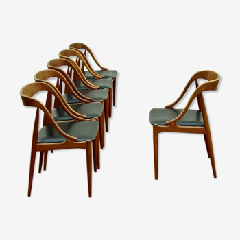 Set de 6 chaises danoises en teck Johannes Andersen Uldum des années 60
