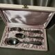 Set of antique silver-plated cutlery for children.