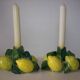 Pair of lemon slip candle holders