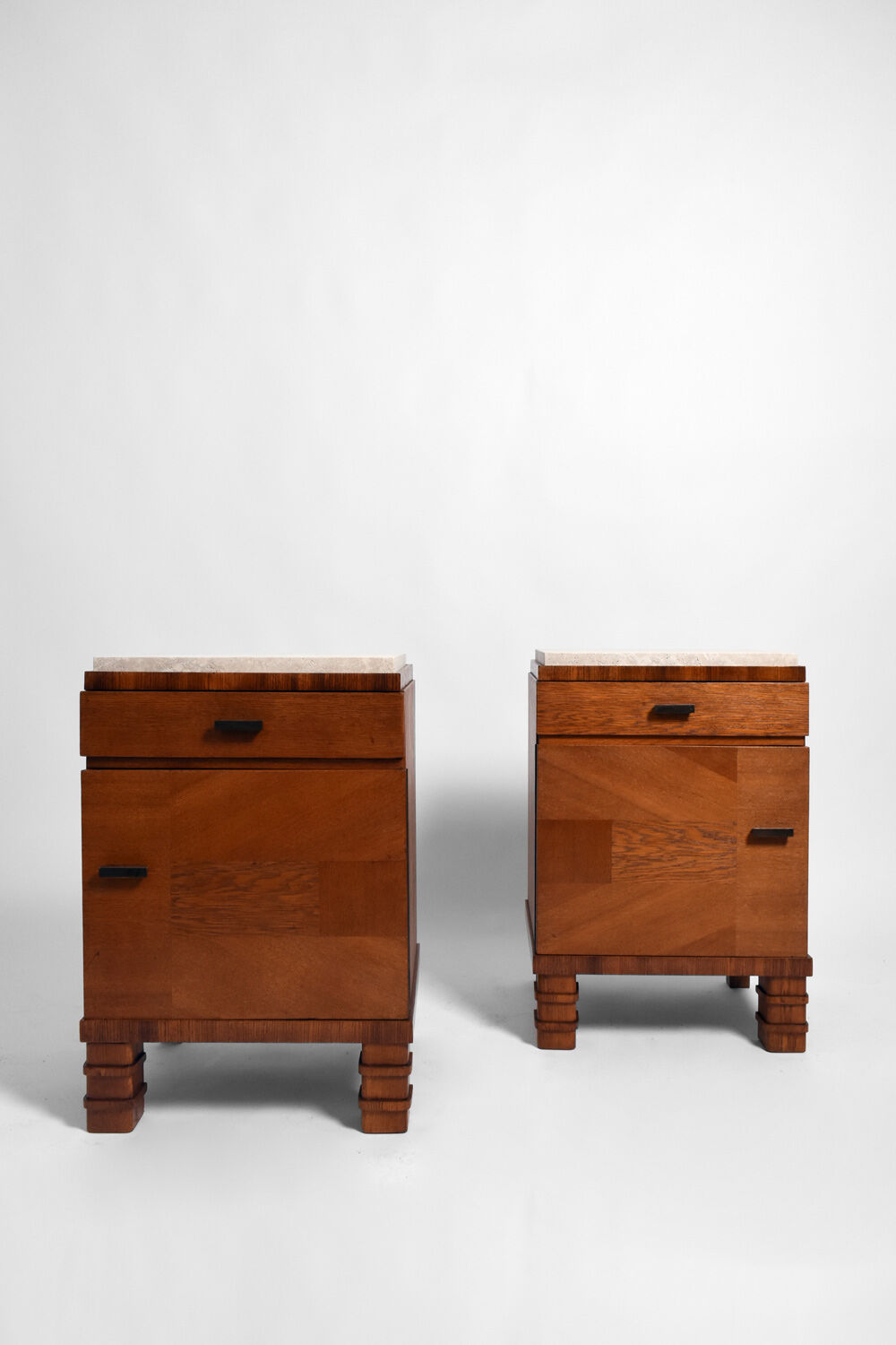Pair of wooden bedside tables, 1940s.