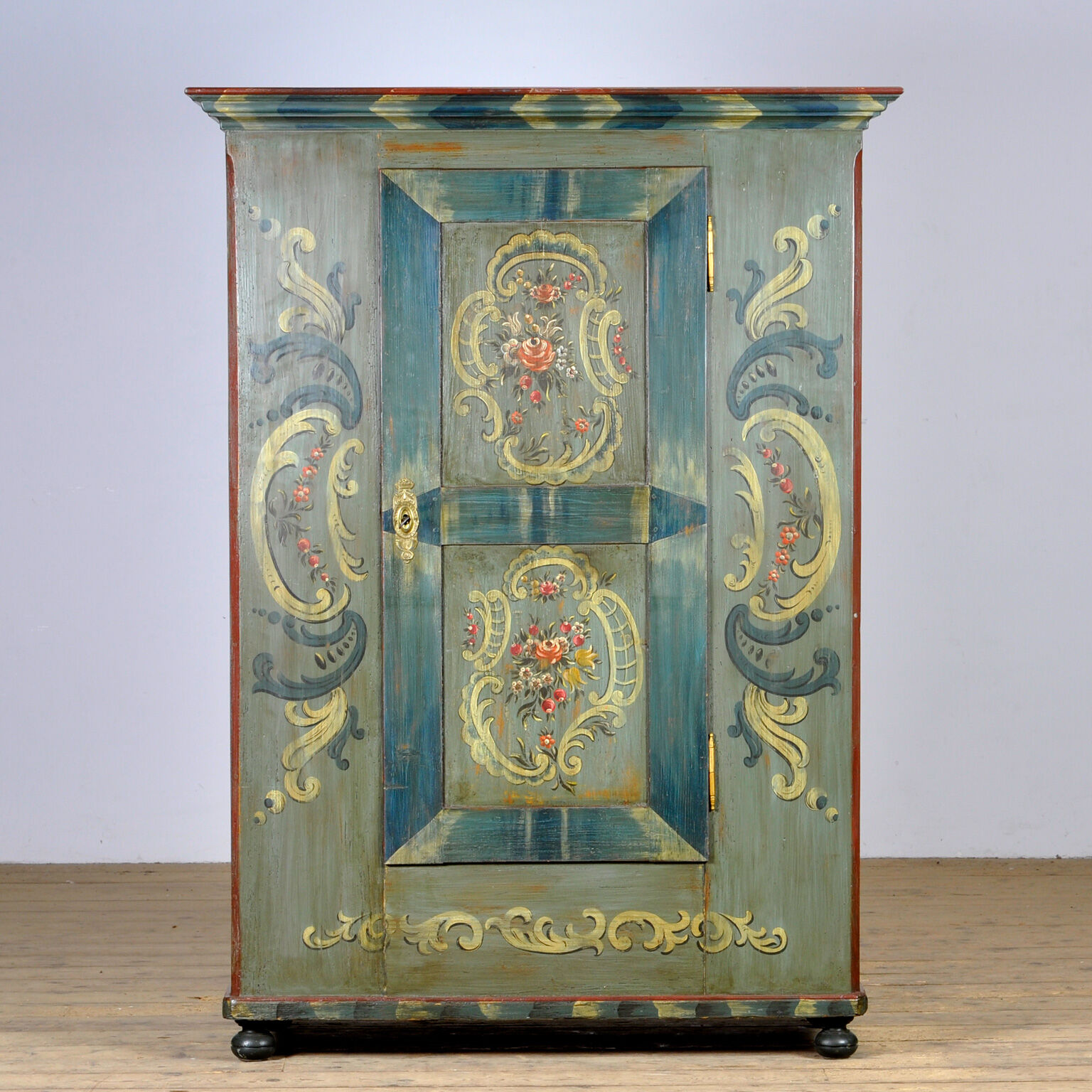 Antique german hand painted cabinet, circa 1850