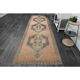 1970s Vintage Turkish Oushak Handmade Wool Cotton Orange Runner Rug 122x384