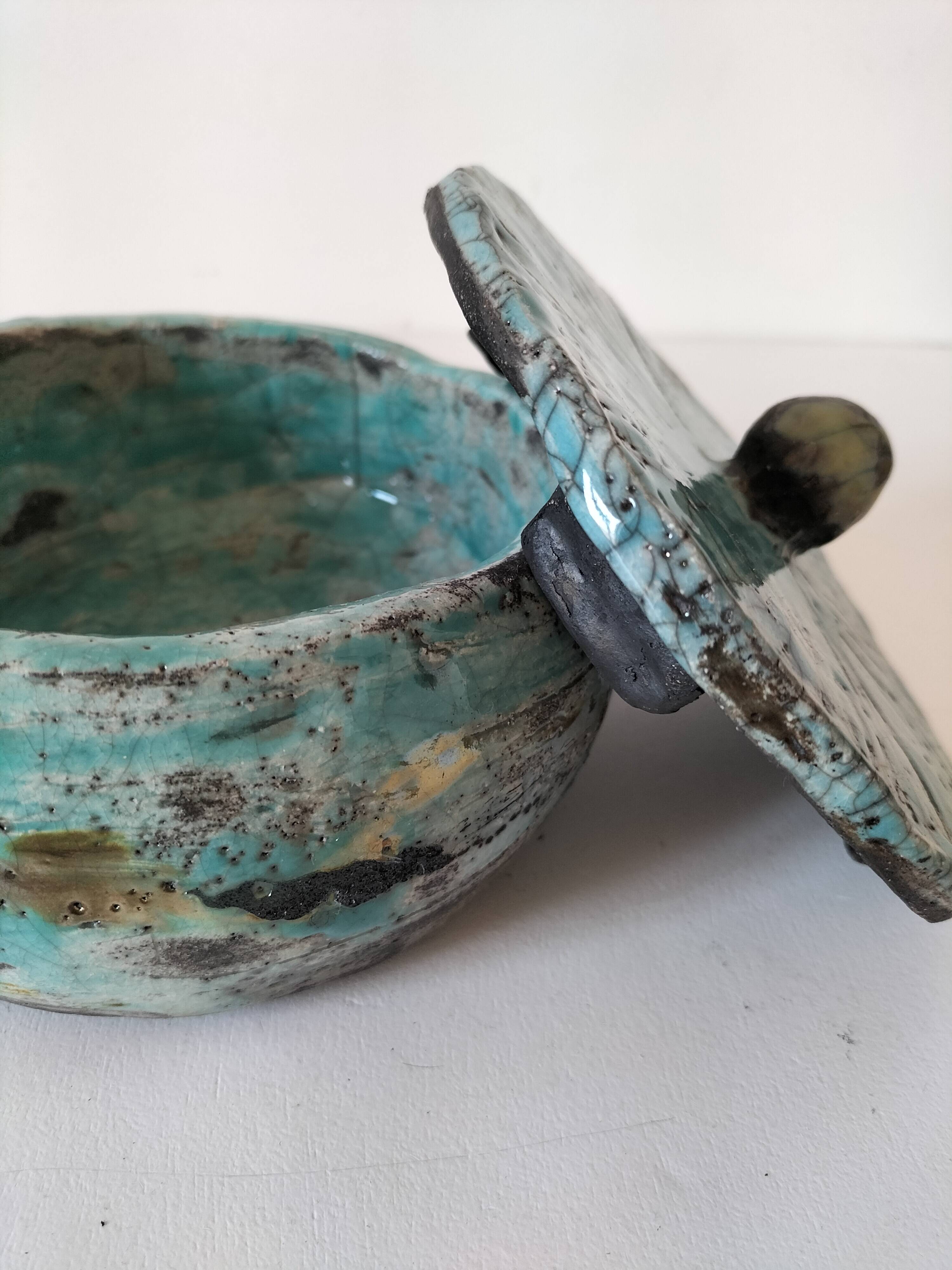 Raku-style handcrafted ceramic box