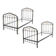 Antique matching pair of antique cast iron single beds in black and gold
