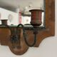 Pair of brass double-headed candlesticks with mirrors, 1940s, Italy