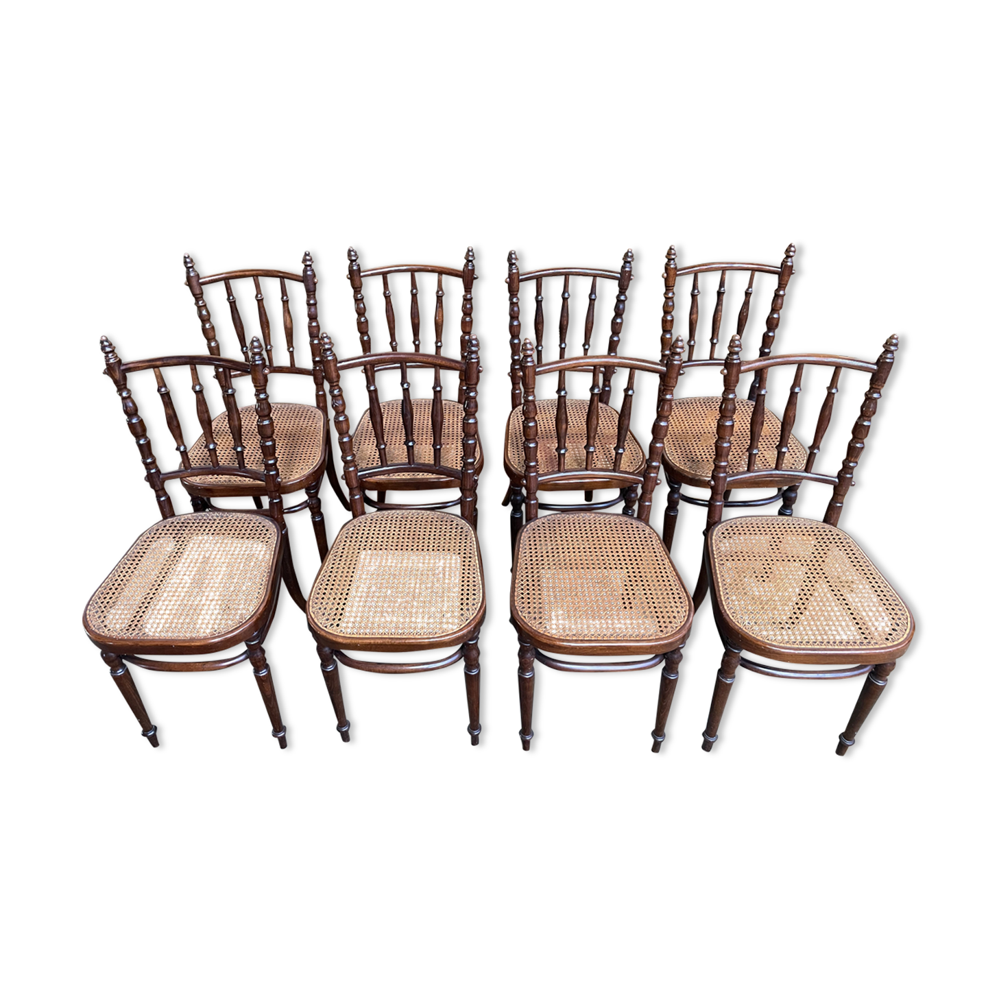 Suite of 8 bistro chairs in cannage FISCHEL