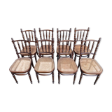 Suite of 8 bistro chairs in cannage FISCHEL