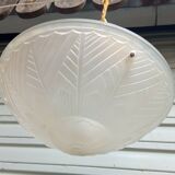 Art Deco ceiling lamp/chandelier in white pressed molded glass in working order
