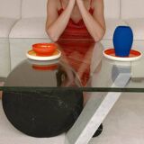 Table basse en verre et marbre, 1970