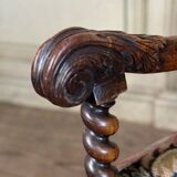 Carved walnut and tapestry armchair, late 17th century