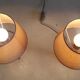 Table lamps in gilded brass with paper shades - mid 20th century.