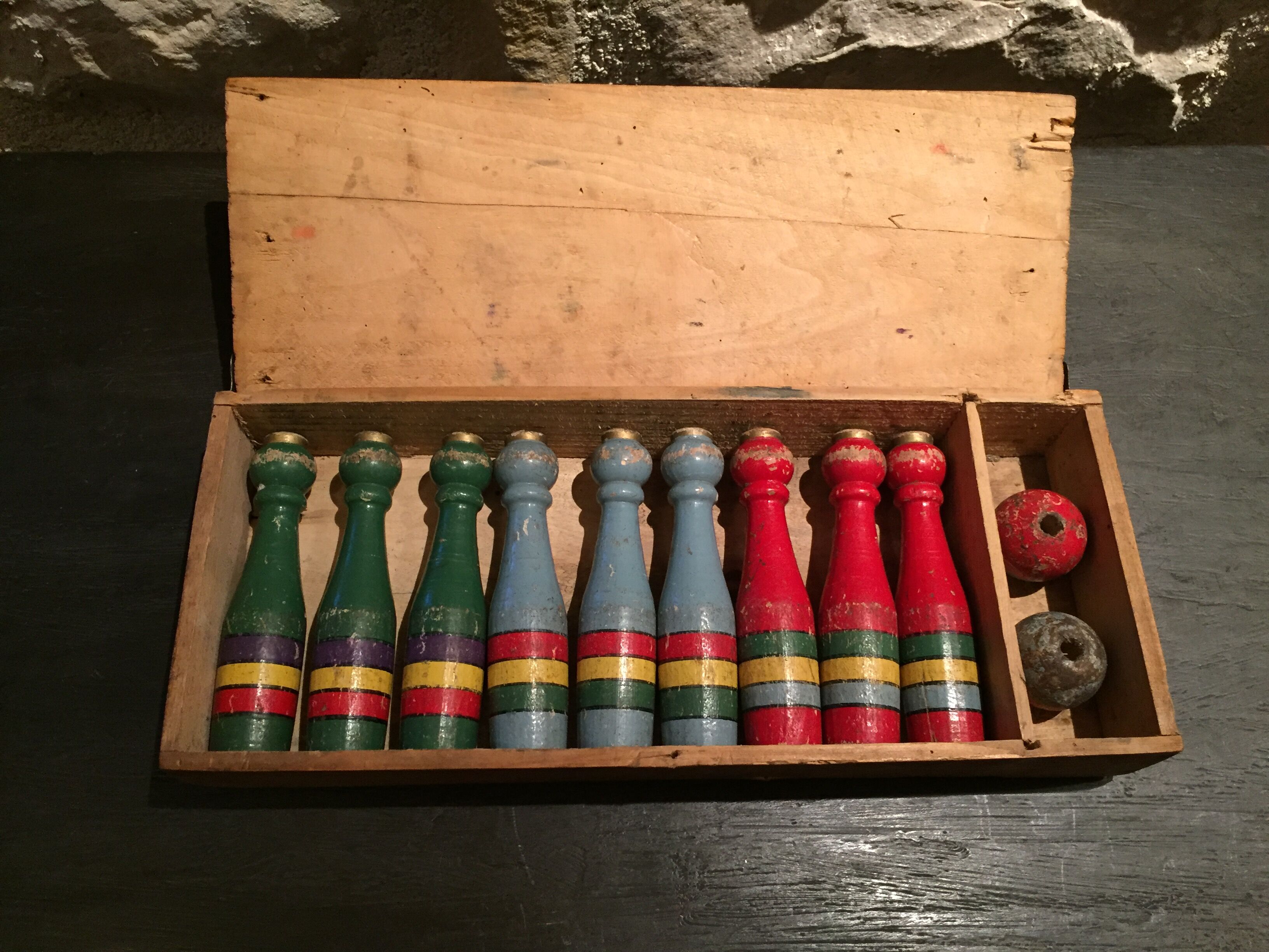 Vintage wooden bowling game