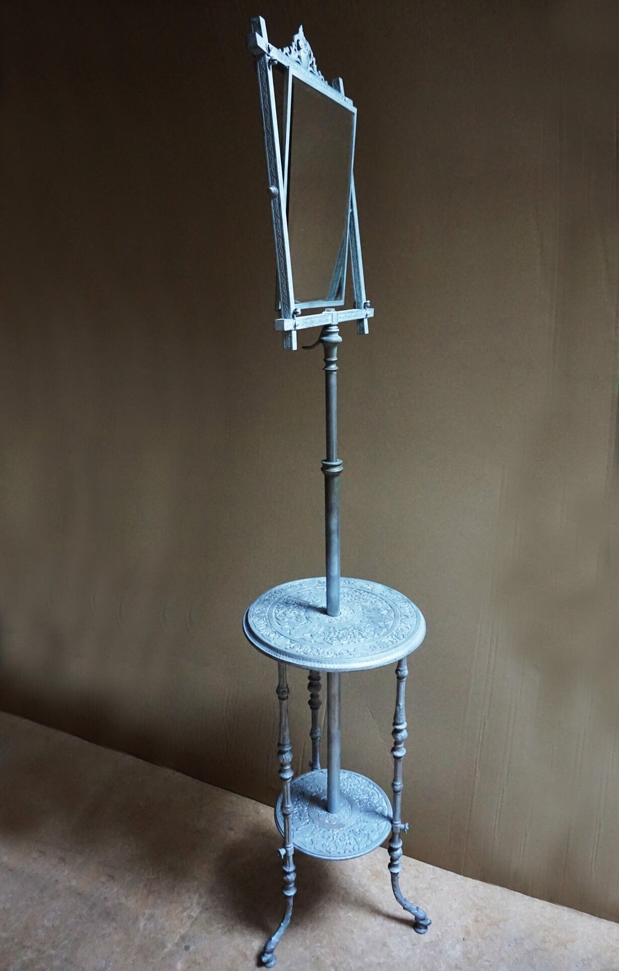 Vintage cast iron adjustable Shaving Stand
