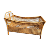 Bamboo and rattan baby bed, vintage 60s