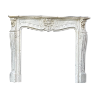 Louis XV  style fireplace in white carrara marble, circa 1880