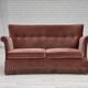 1970s, Danish 2-seater sofa, salmon pink furniture velour, beech wood.