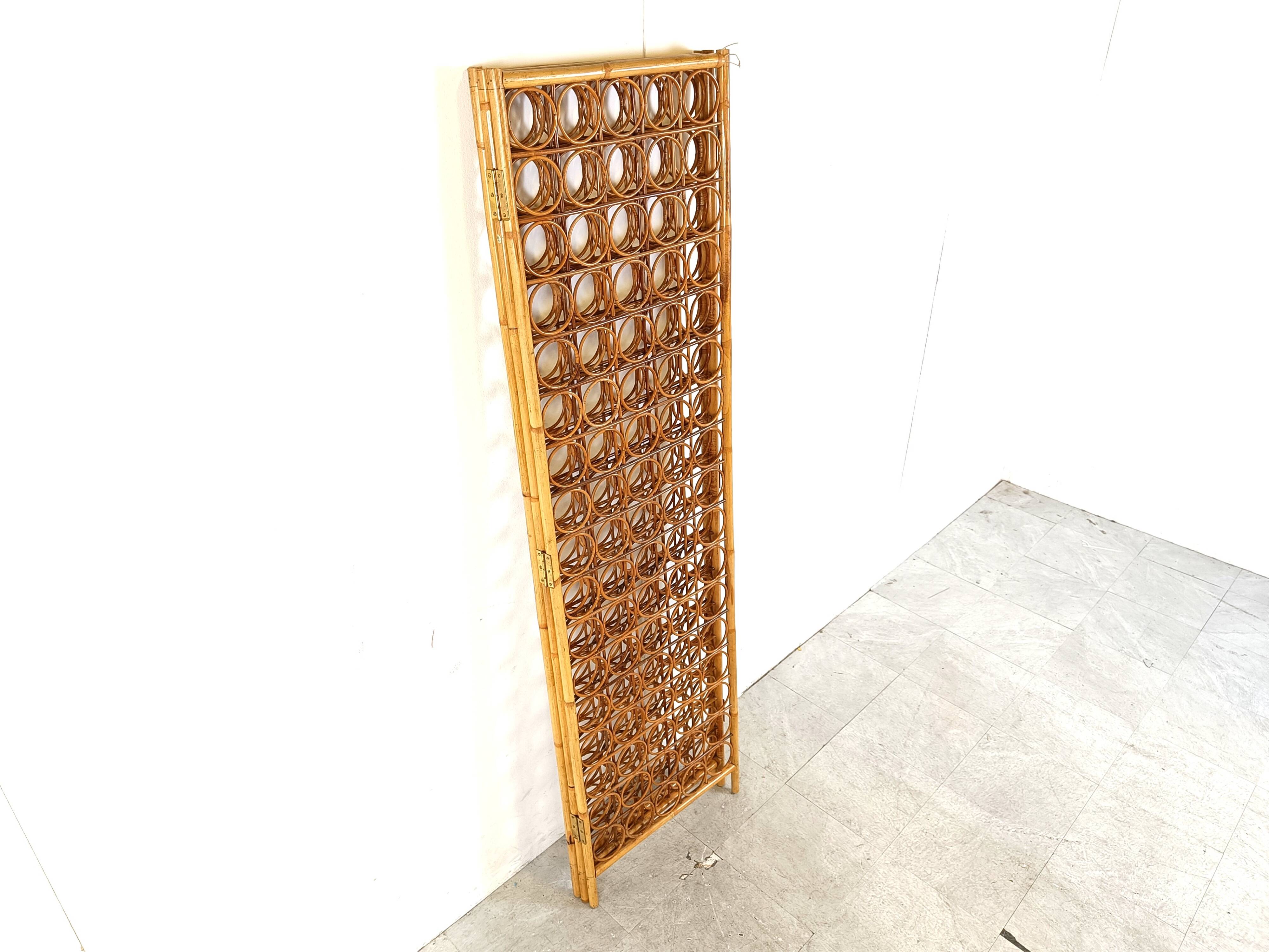 Bamboo room divider or folding screen, 1970s