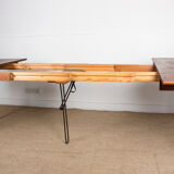 Expandable square teak dining table by Henry Walter Klein 1960