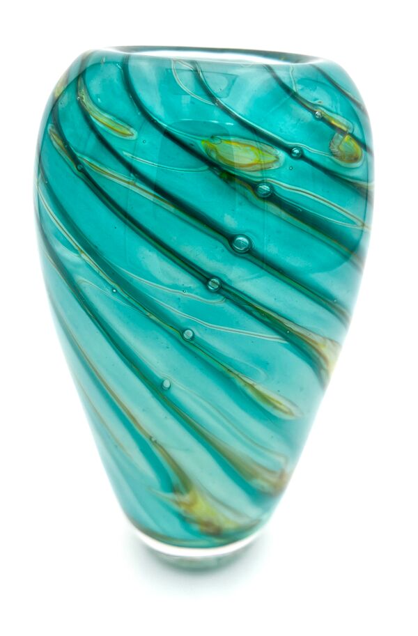Vase Verre Bullé Signé Didier Saba Biot 2001