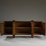 Dark stained brustalist oak sideboard, Belgium.