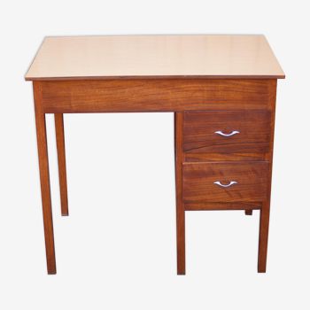 Bureau vintage, bureau bois et formica, meuble bois avec plateau formica, chambre, 60's
