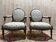 Pair of cabriole armchairs with medallion backs from the Louis XVI period, stamped OT.