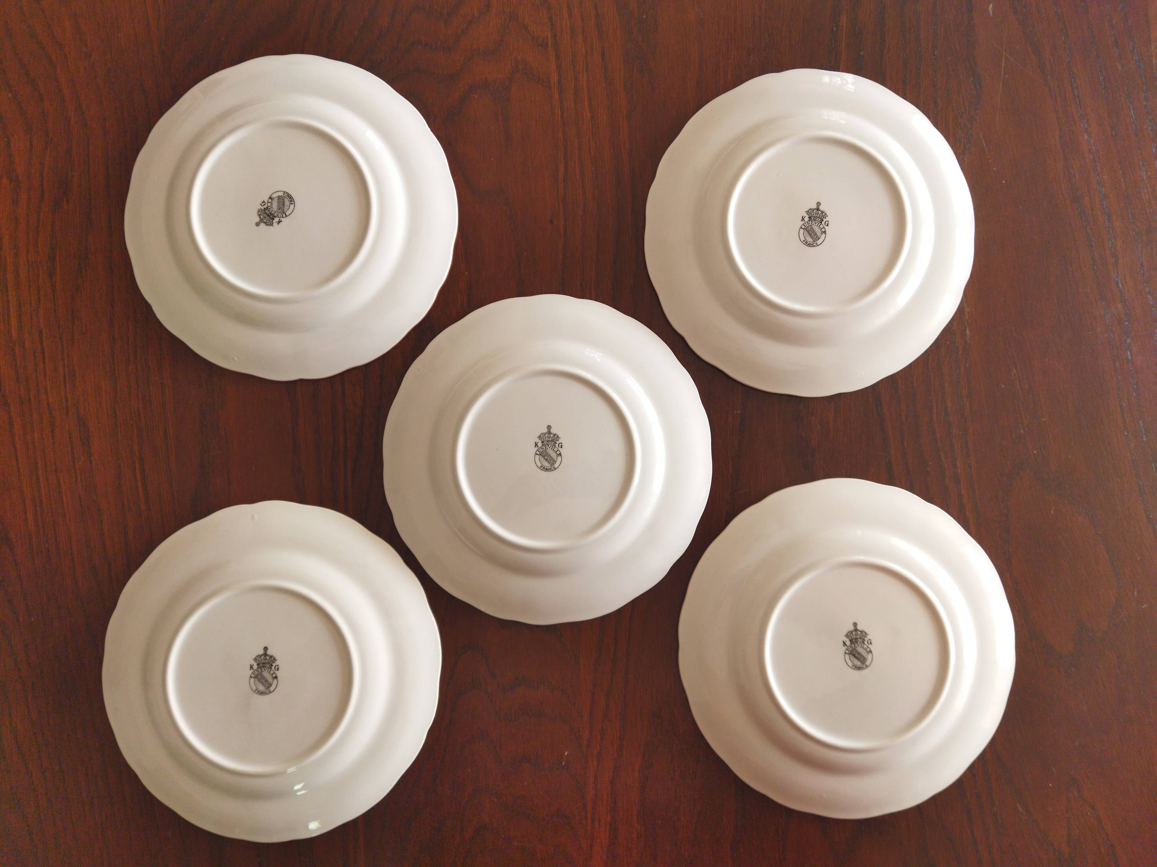 5 assiettes à cake "Réverbère fin" KG Lunéville
