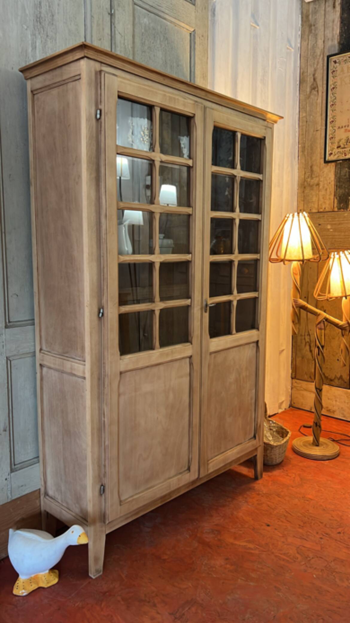 Small raw wood display cabinet