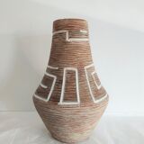German ceramic vase with geometric patterns with white enamels