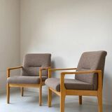 Vintage wooden seating area / sofa and 2 armchairs
