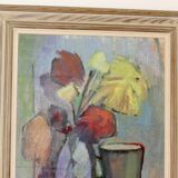 Swedish Mid-Century Oil On Canvas Painting" Still Life " --Vintage & Framed
