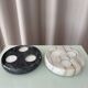Pair of Vintage Marble Triple Tealight Candle Holders – Black & White