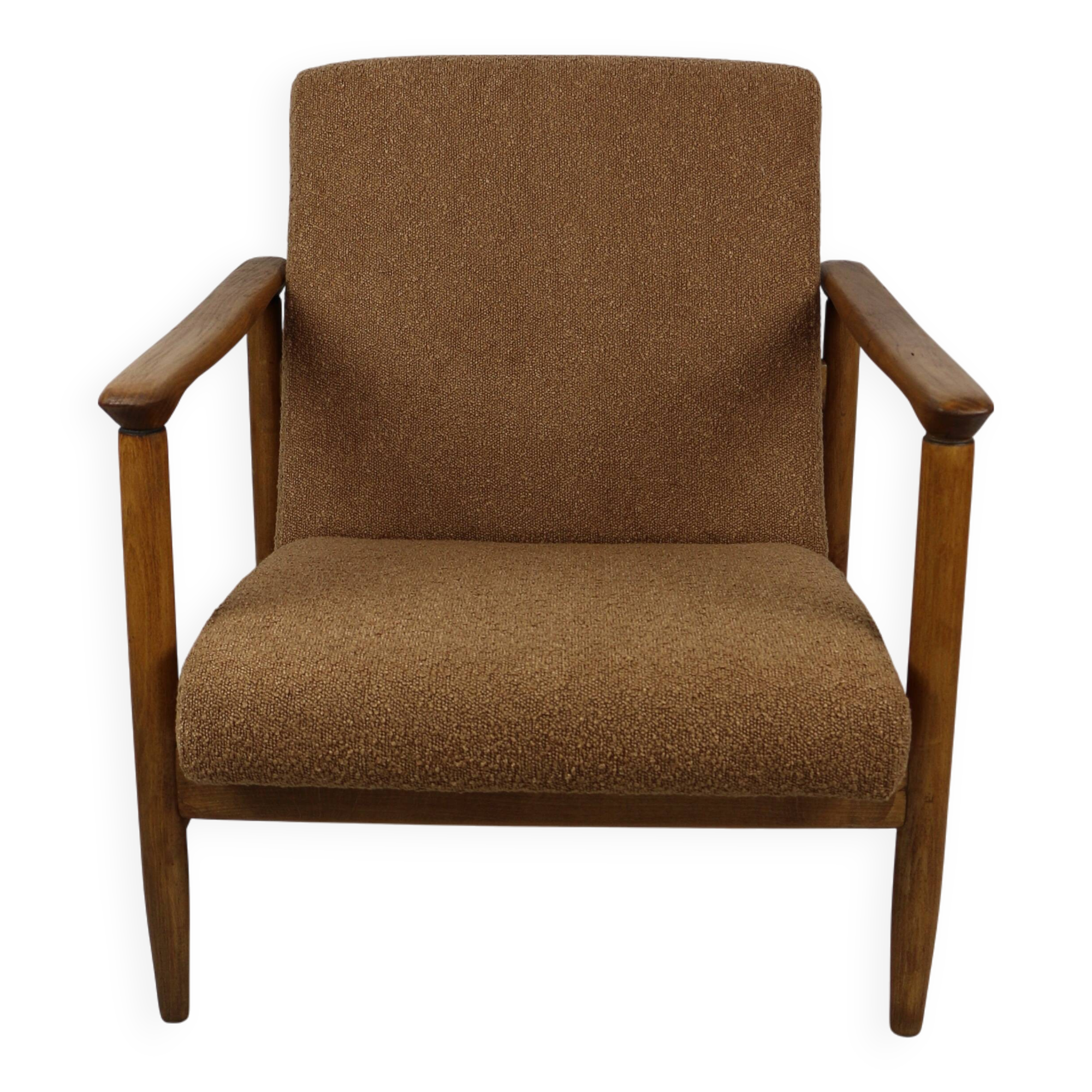 GFM-142 Armchair in Coral Gold Bouclé attributed to Edmund Homa, 1970s