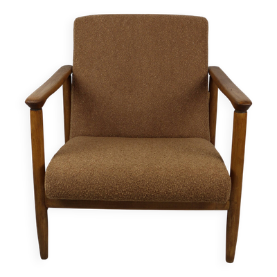 Fauteuil GFM-142 en bouclé corail doré attribué à Edmund Homa, années 1970