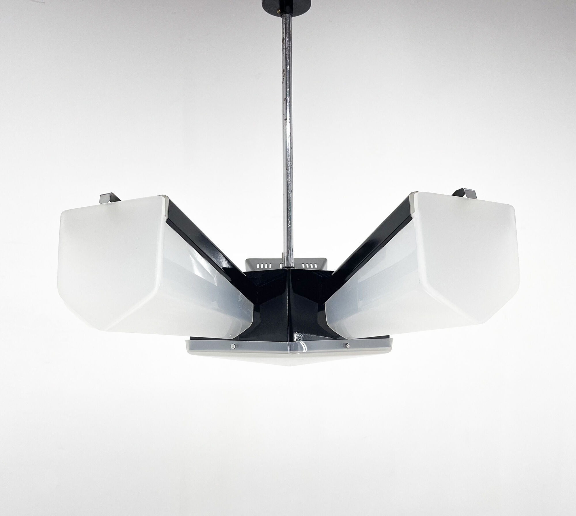 Mid-Century Plastic and Metal Chandelier by Lidokov, Czechoslovakia