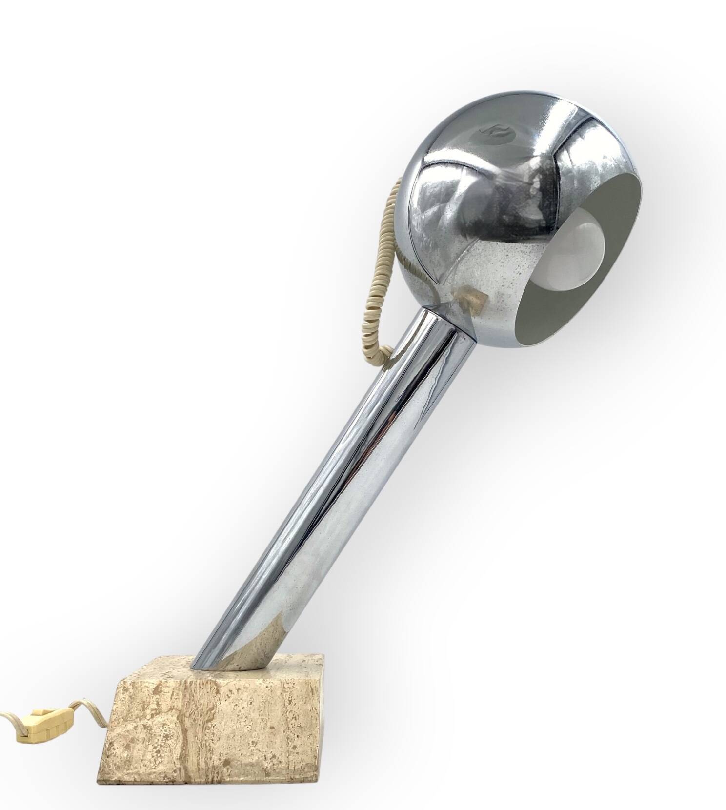 Brutalist travertine table lamp, Italy 1970s