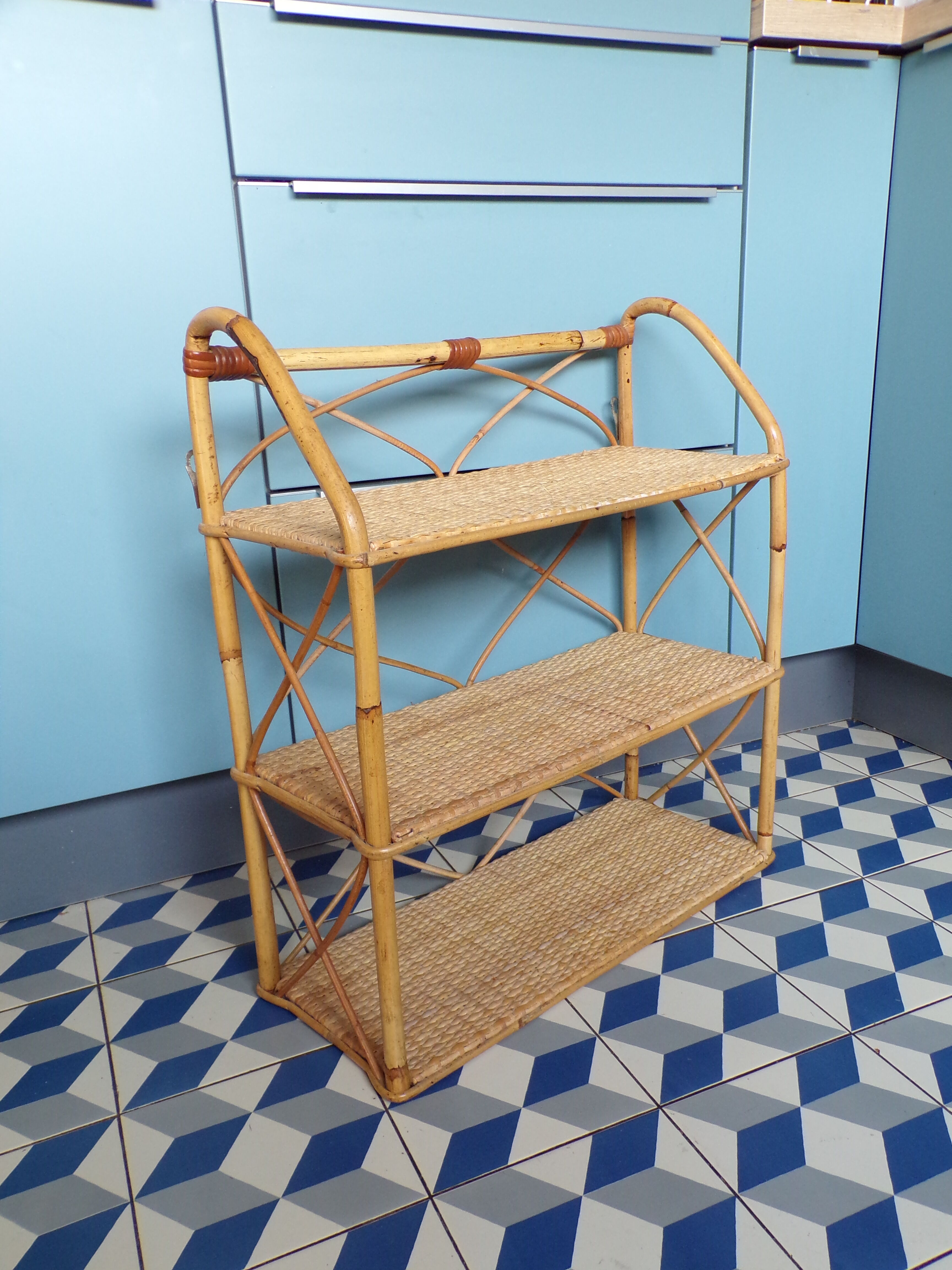 Vintage rattan shelf