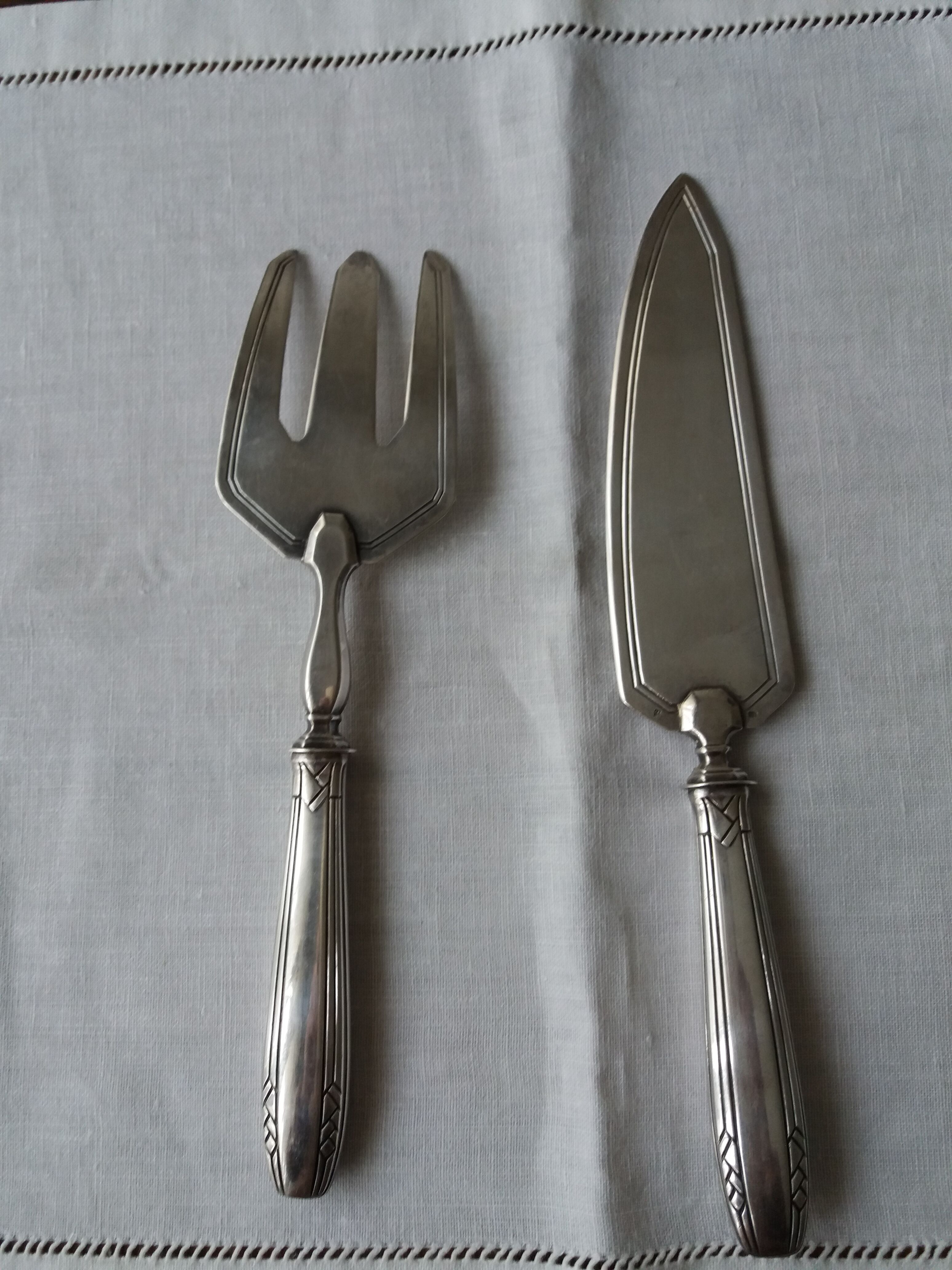 Art deco silver art deco fish serving platters