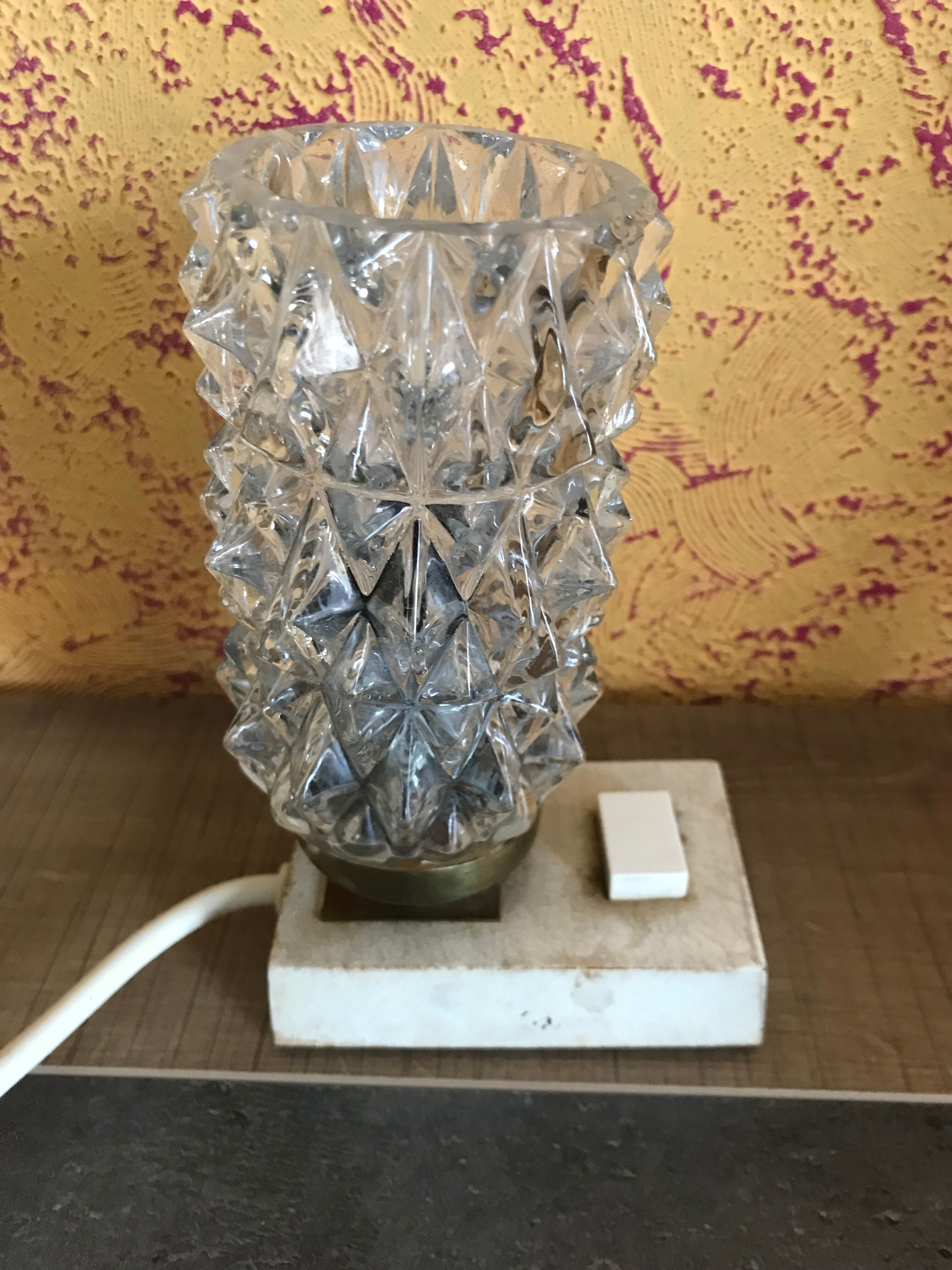 Structured glass bedside lamp 60s/70s hillebrand