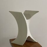 white vase Sculptural Wave -Ceramic - Roberto Rigon - Italy - 1960-70