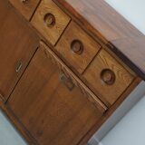 Dutch Industrial Oak Apothecary / Bakery Cabinet, circa 1950s