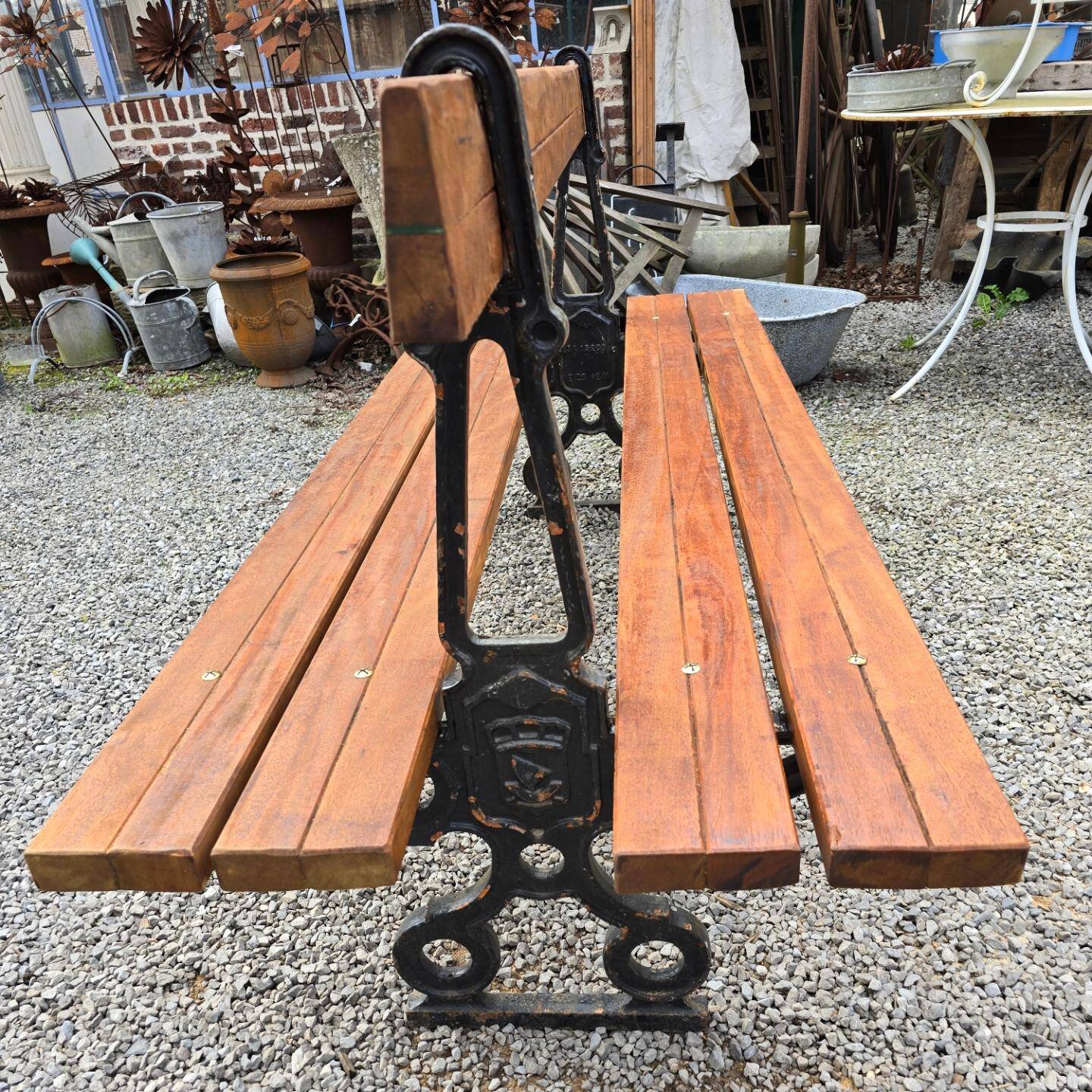 Public garden bench in the city of Paris