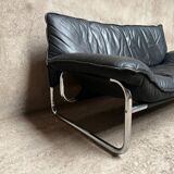 Vintage sofa by Johan Bertil Häggström for Ikéa in leather and chrome metal 1970