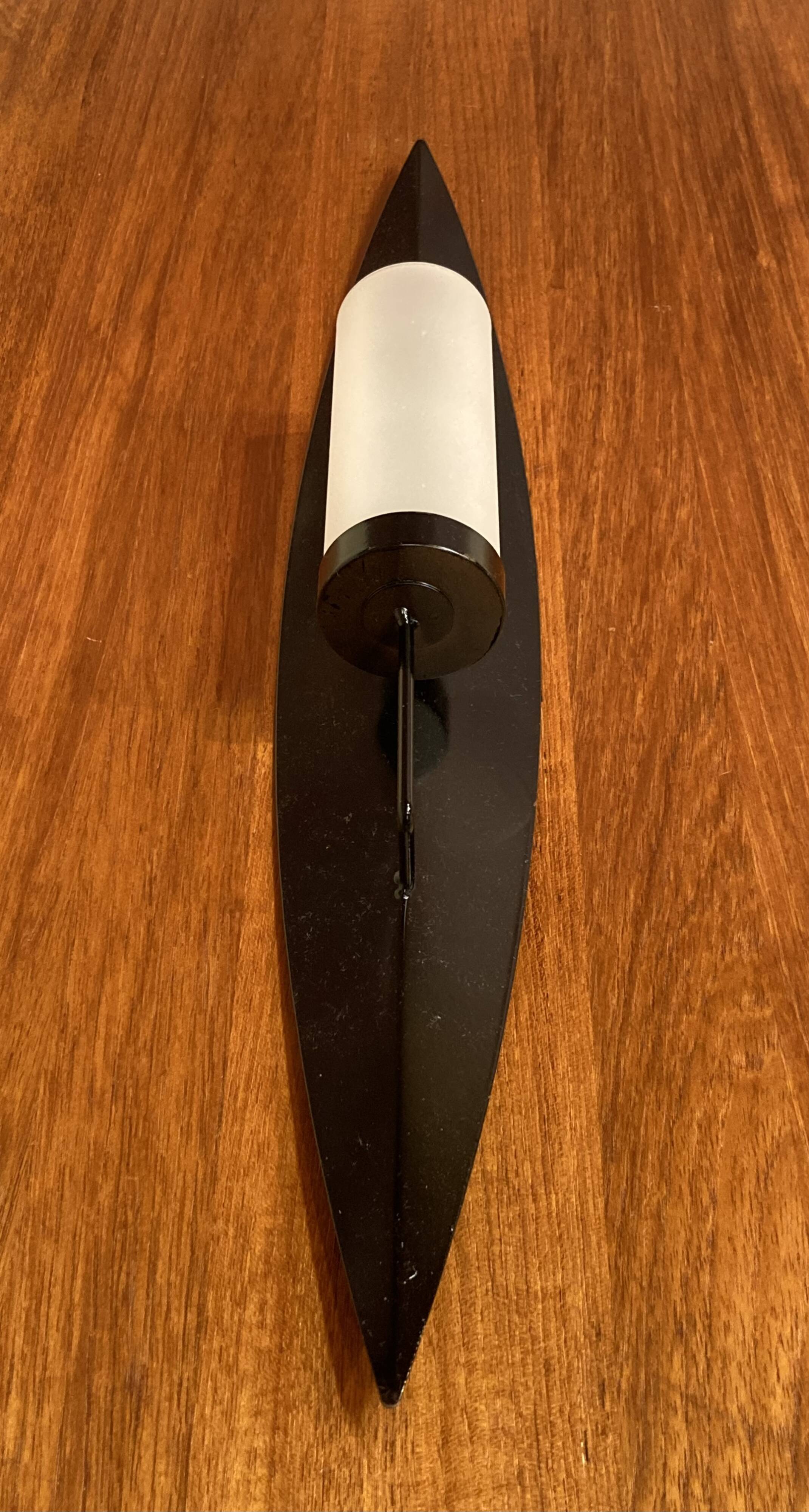 Pair of Scandinavian design candle holders in glass and metal.