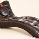 70s design chaise longue, chocolate leather, tufted, profile S.