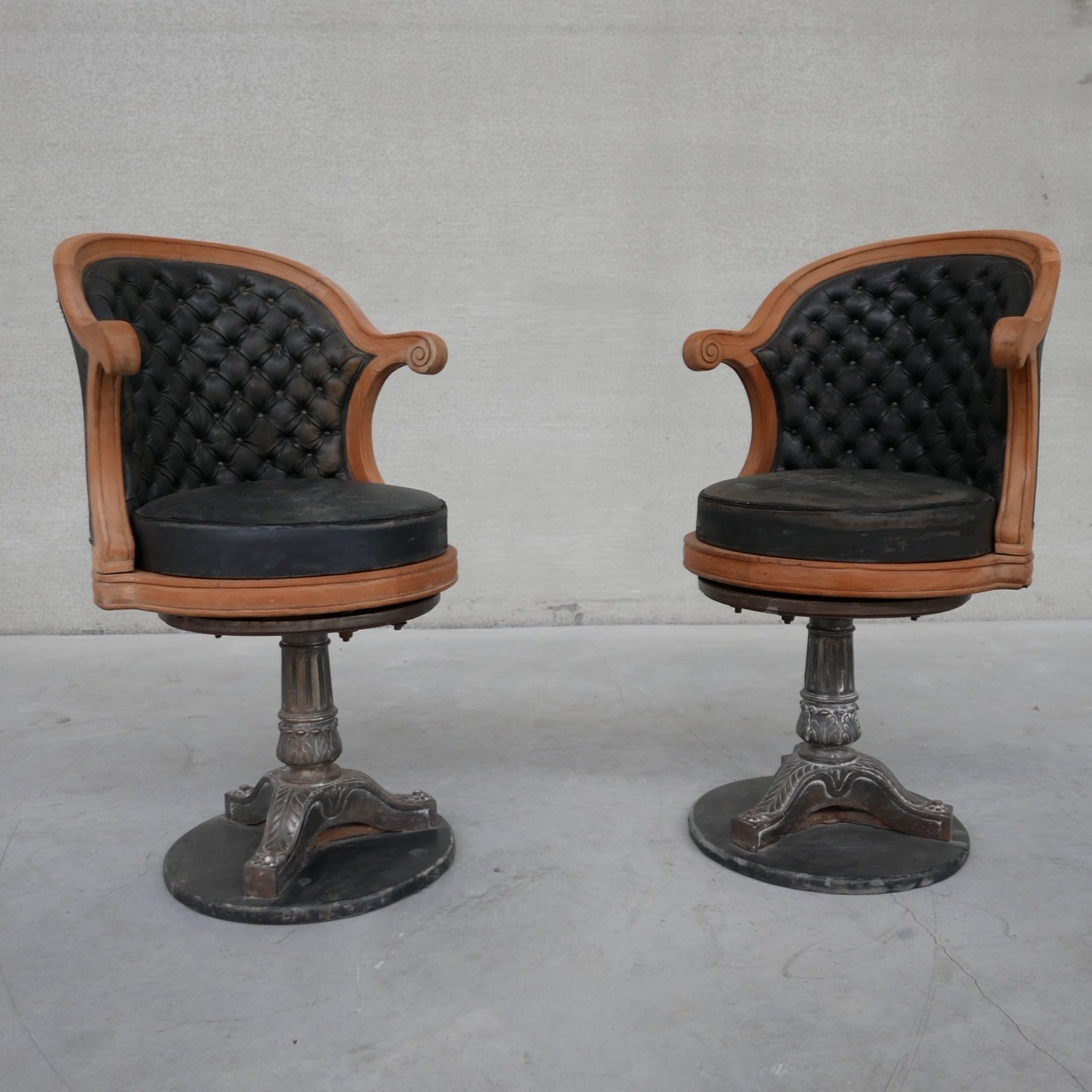 Pair of antique 'captain's" swivel office chairs