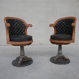 Pair of antique 'captain's" swivel office chairs